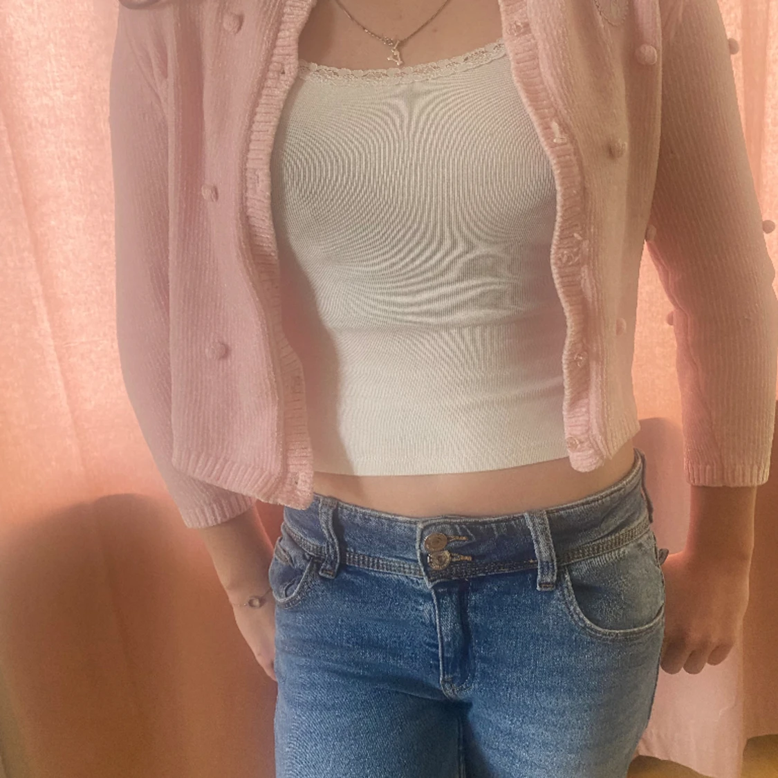 Ljusrosa trendig kofta