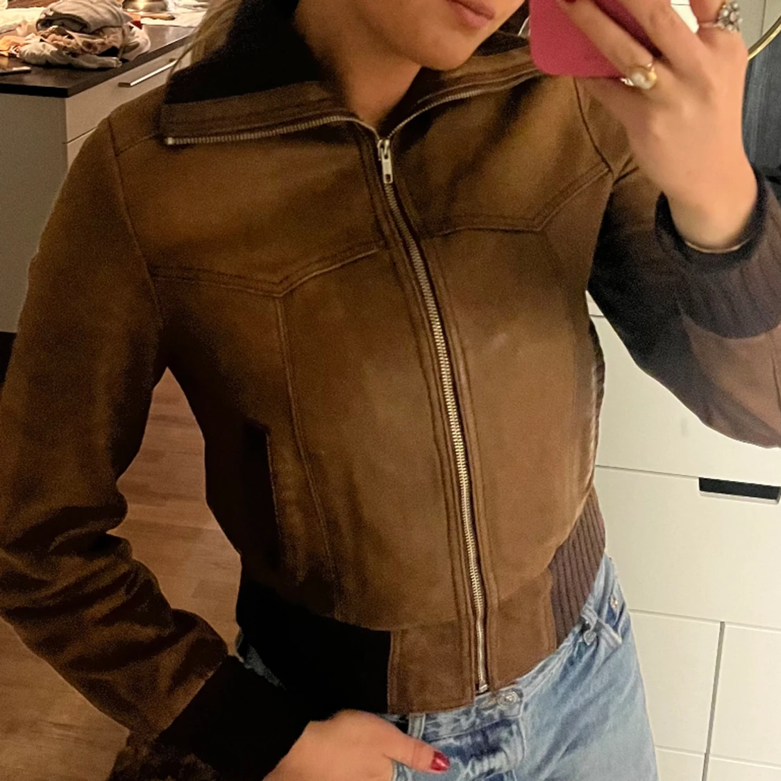 Mörkbrun skinnjackan  - 2