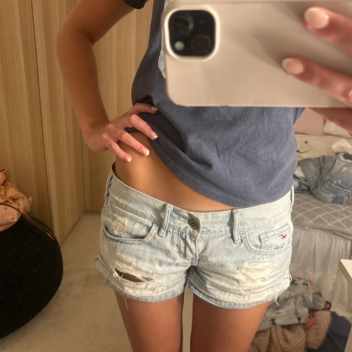 Lågmidjade jeans shorts