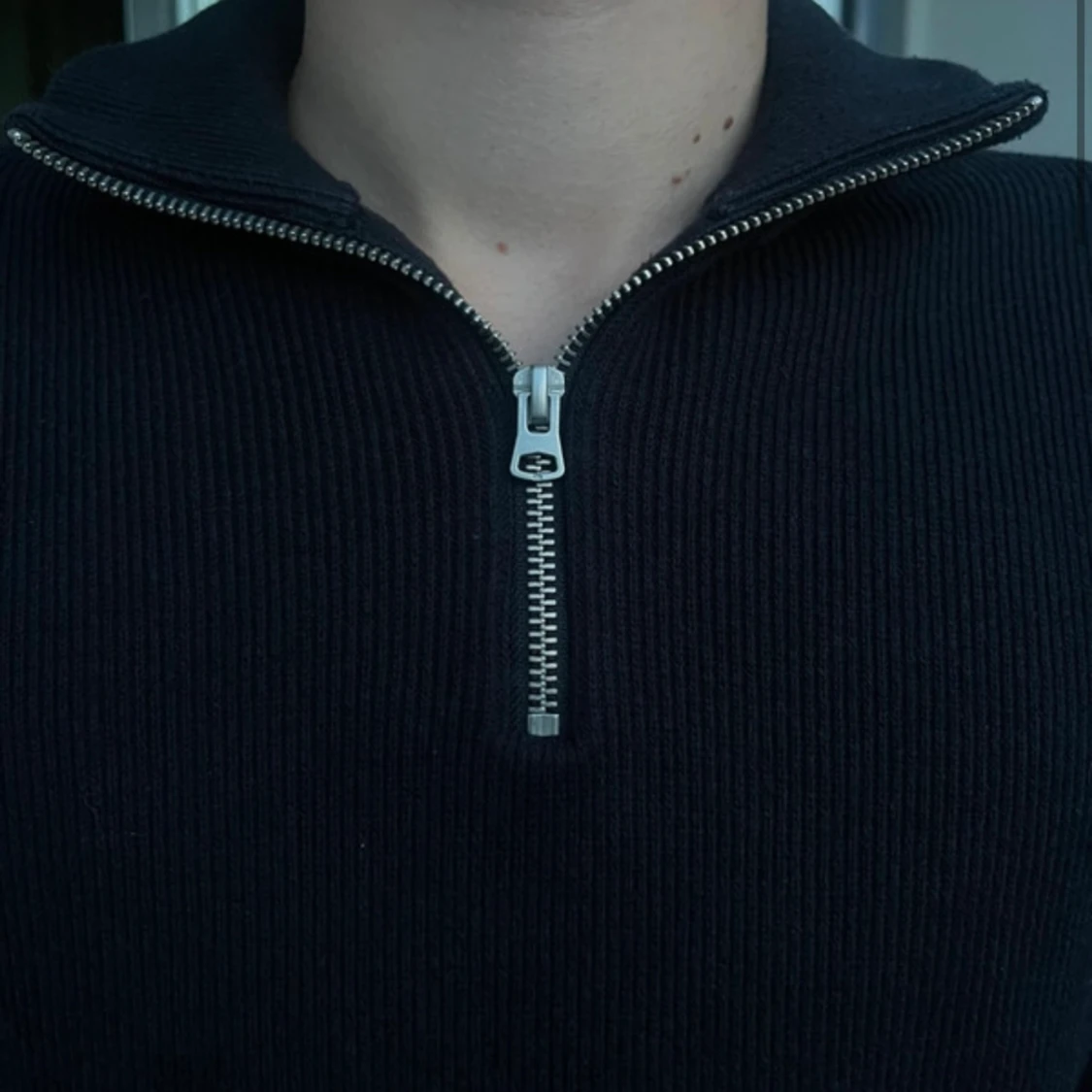 Stickad halv zip tröja - 91