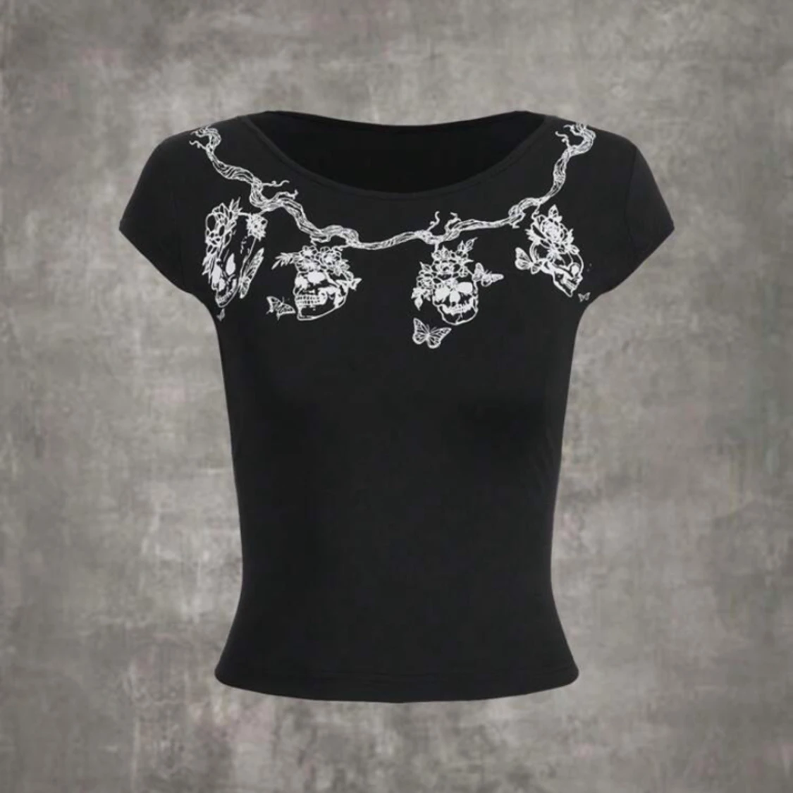 Shein svart dödskalle t shirt