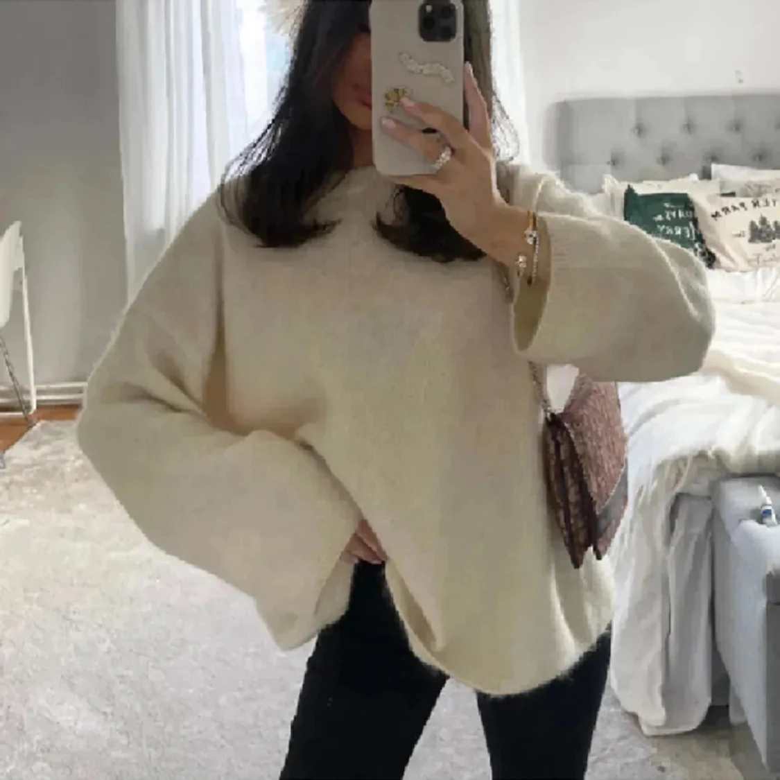 vit stickad tröja - 91