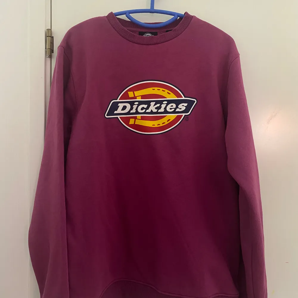 säljer denna rosa dickies sweatshirt för att jag inte använder den något mer, har använt den högst 15 gånger. skicket är bra, inga skador på tröjan. storlek L. plus frakt.. Tröjor & Koftor.