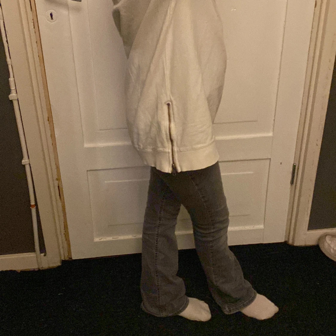 Vit tröja med dragkedja  - 91