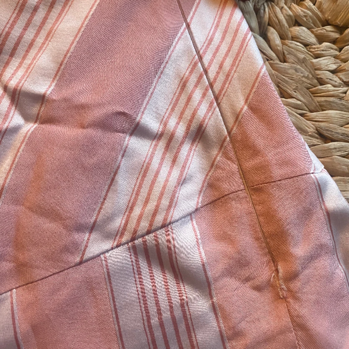 Acne pink and white striped satin midi skirt - 90