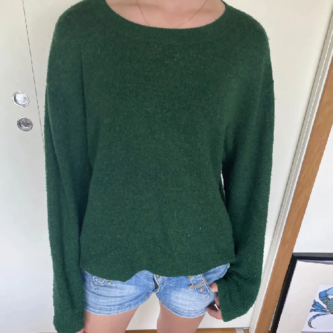 Mörkgrön stickad tröja