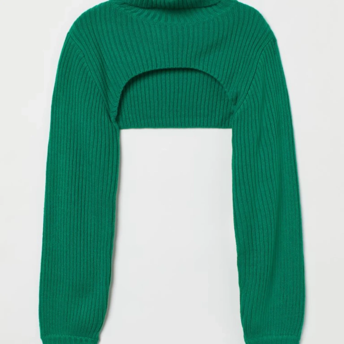 Grön ribbad stickad tröja