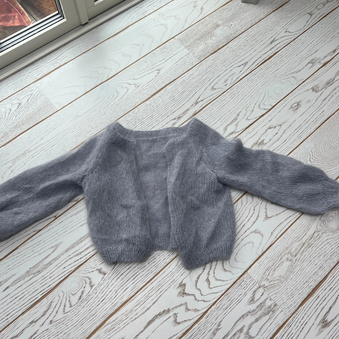  Hemma Stickad lila/grå kofta  - 91