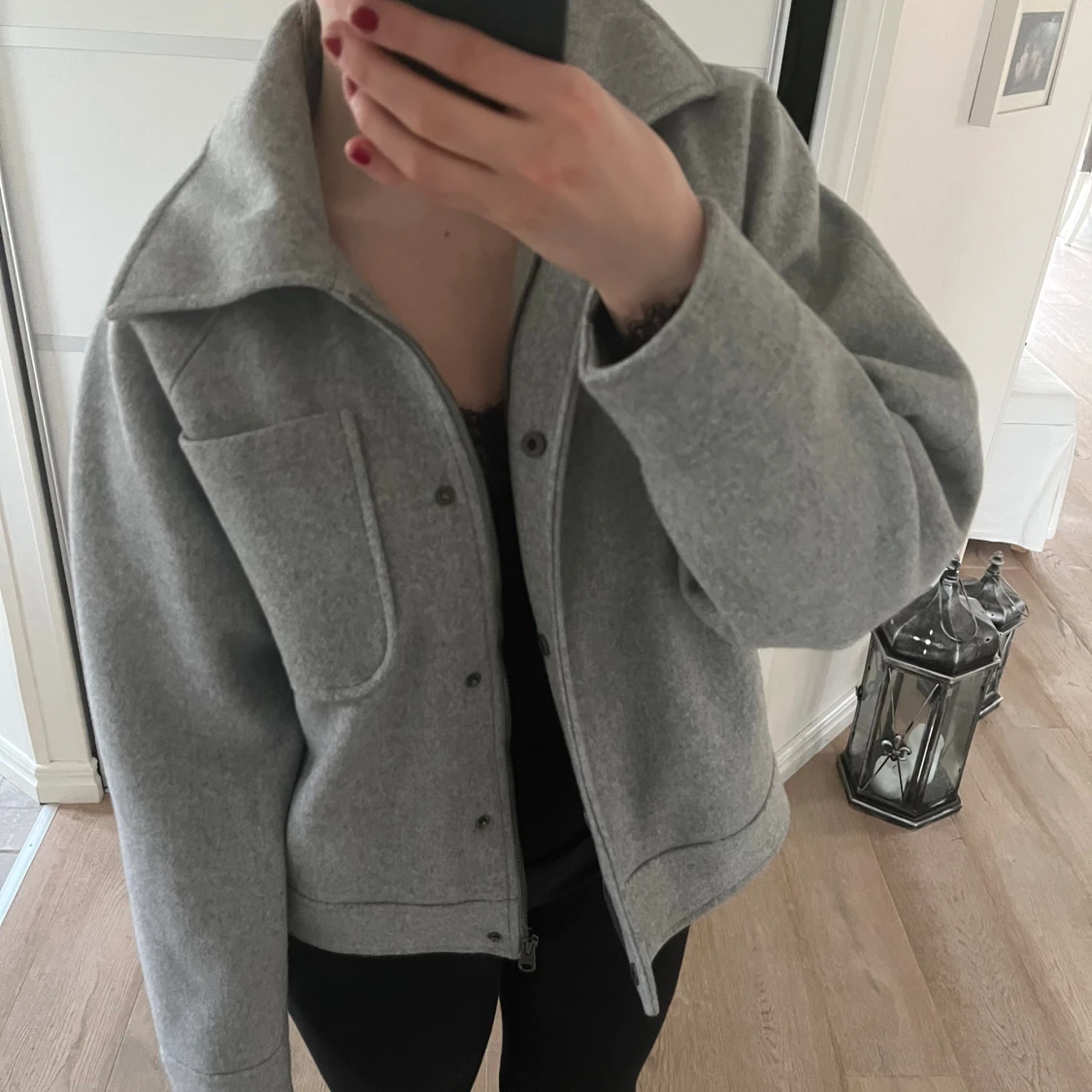 Grå vårjacka/kappa - 90