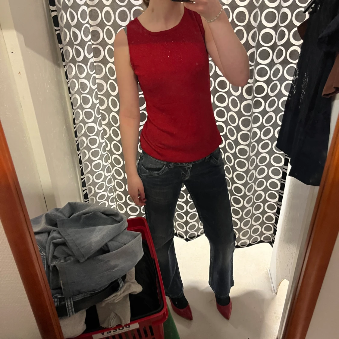 röd glittrig topp - 91