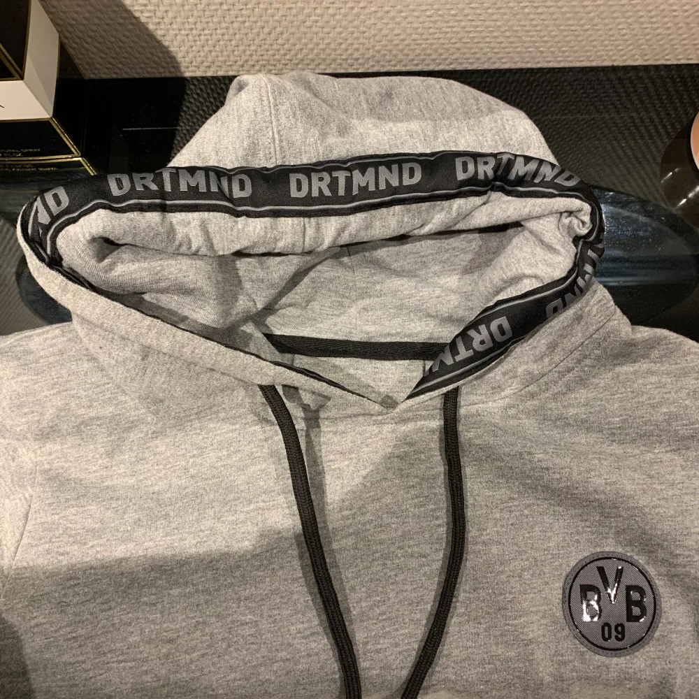 Superfin grå hoodie från BVB. Ganska liten i storleken❤️‍🔥. OBS ingen fläck på första bilden utan vatten.. Hoodies.