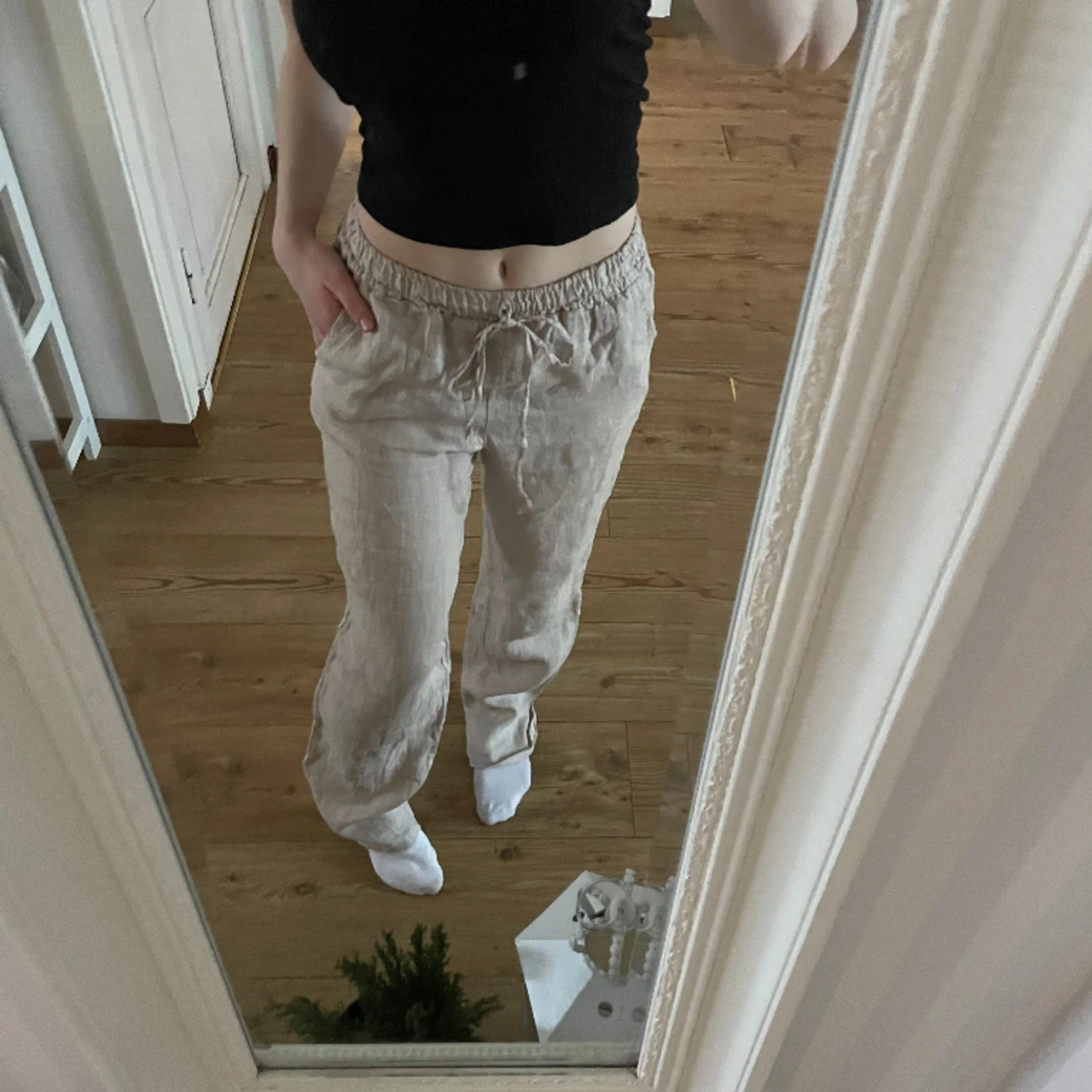 Lågmidjade linnebyxor 