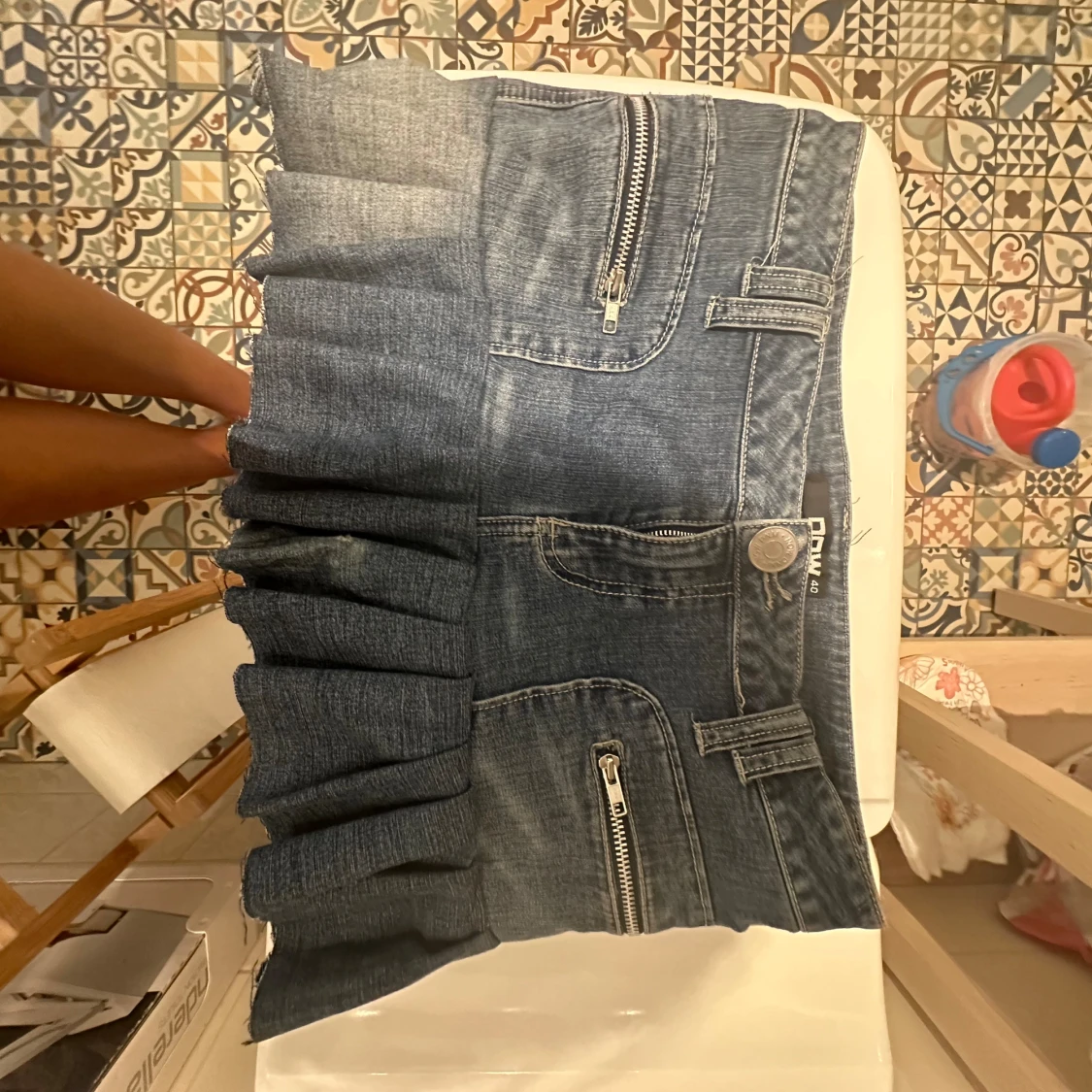 Jeans kjol med volanger - 92