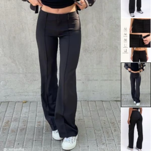 Lågmidjade kostymbyxor från Madlady  - Säljer dessa populära lågmidjade kostymbyxorna från madlady då dem inte kommer till användning ❤️ jag har använt dem ca 2 ggr bara så dem är i nyskick! Skriv priv för egna bilder mm 🥰 storleken är 32 extra short och dem passar mig som är runt 155 cm