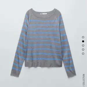 Säljer denna blågrå randiga tröja från zara, endast använd vid några få tillfällen och i mycket bra skick. Storlek M men skulle säga S 