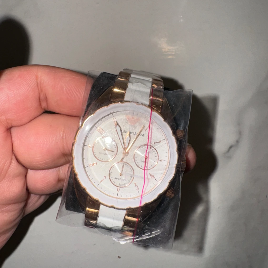 EMPORIO ARMANI dammklocka (vitt o roseguld) AR5942 - 90