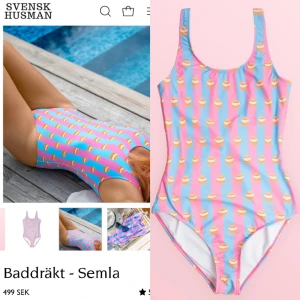 Baddräkt Svensk Husman, Semla - Helt ny baddräkt Semla med tags och originalförpackning, från Svensk Husman. Nypris 499 kr. Liten i stl, mer som medium än large. Skickar med ett par nya hemmagjorda semmel-örhängen också.