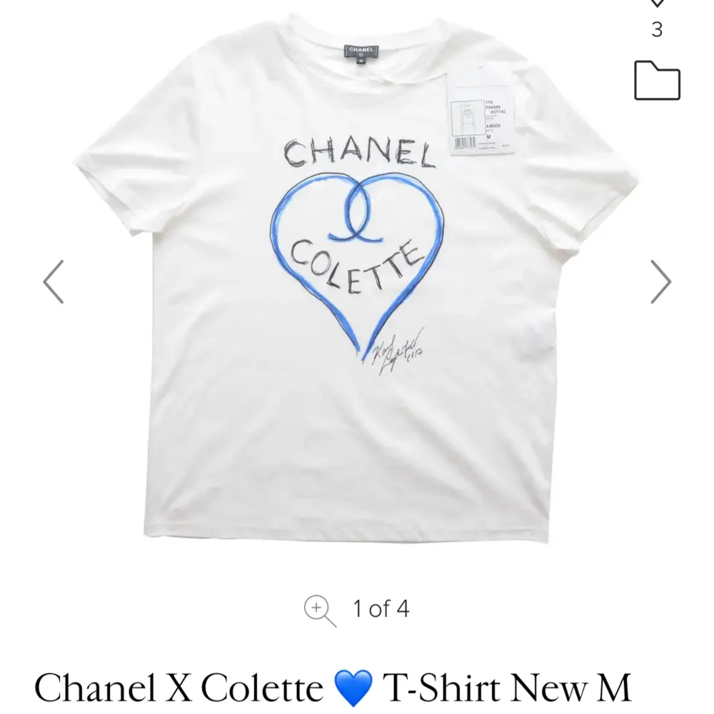 Limited edition Chanel t-shirt. Nypris lite varierande men runt 20k.  Inga större fel på t-shirten men heller inte relativt välanvänd. lägre pris pga avdraget artikelnummer.. T-shirts.