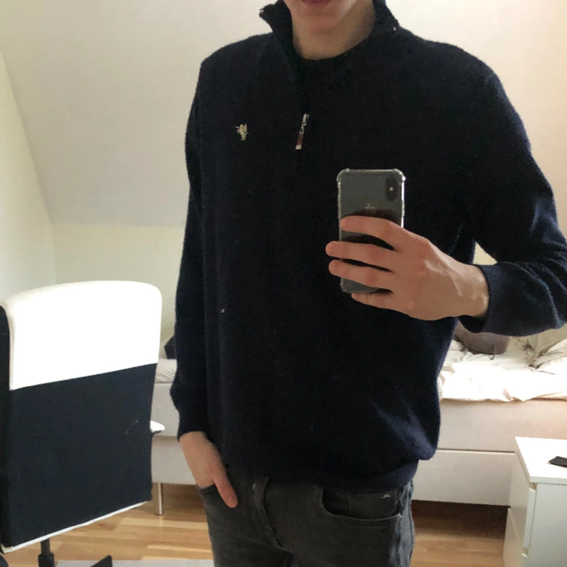 Stickad half zip - 90