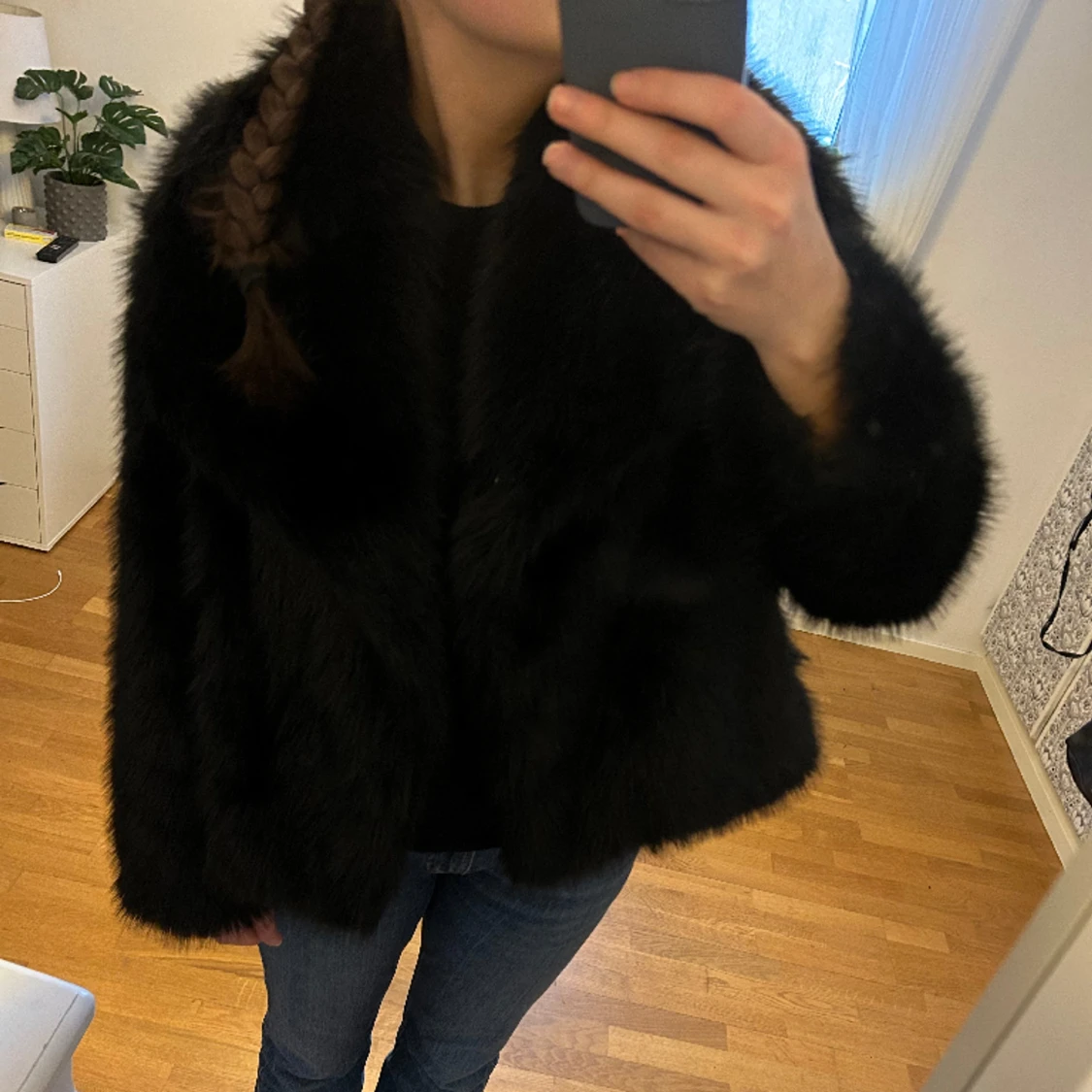 Svart pälsjacka - 91
