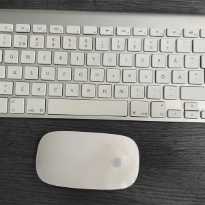 Mac tillbehör - Mac tangentbord och mus med batteri och genom  bloototh koppla ihop enheterna. 