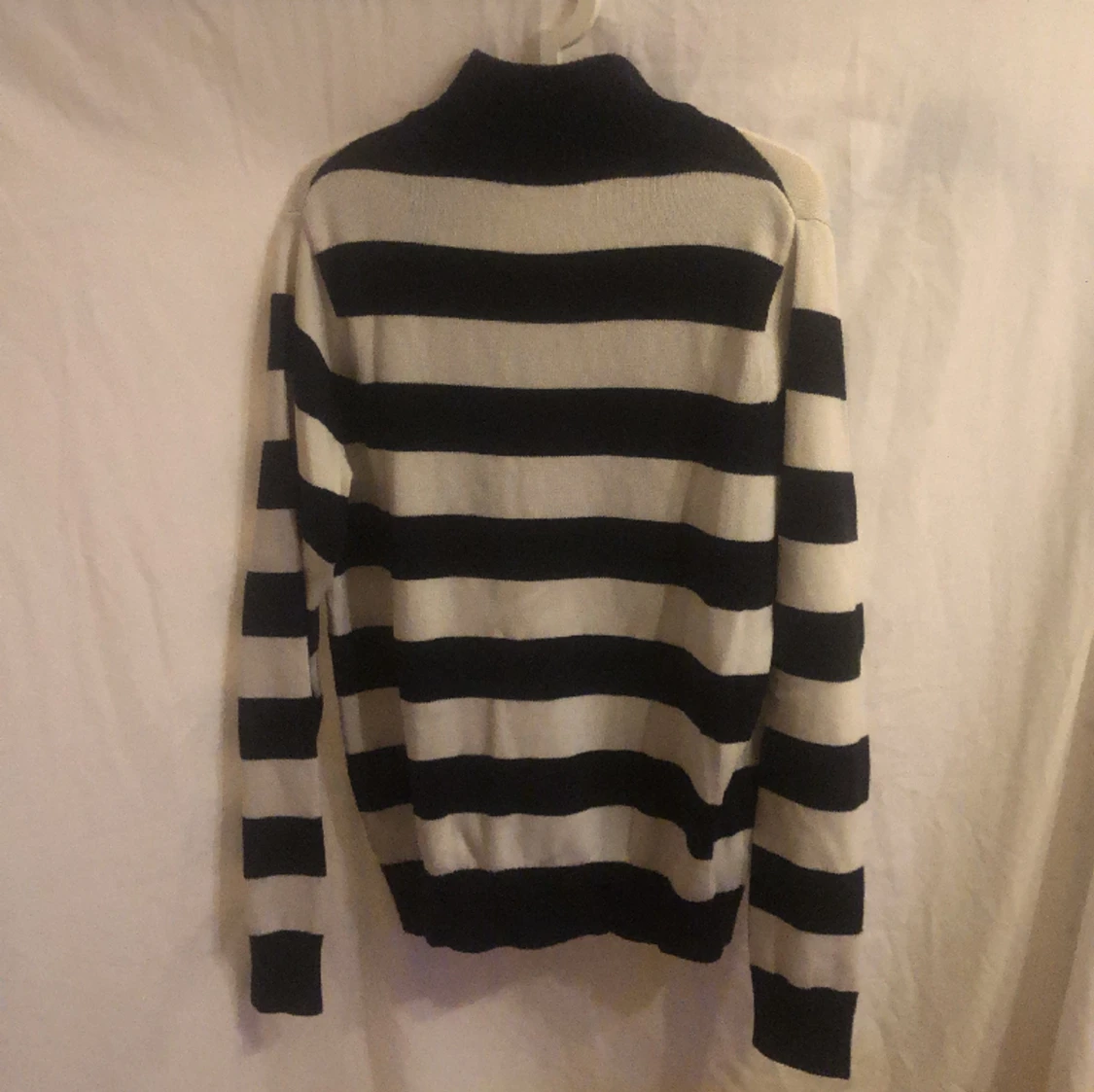 Tröja halvzip vit & blå - 90