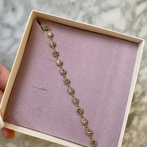 Jättefint armband från Lily and Rose med blå/grå/vita kristaller och guldplatering.  Nypris ca 1000 kr  Finns på Fridhemsplan, Stockholm 