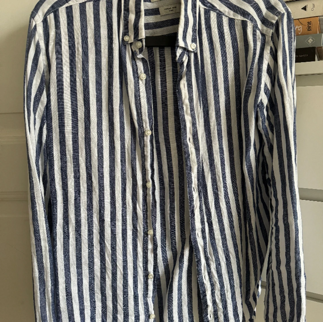 Blå/vit Linneskjorta, S, Bruun & Stengade - 90