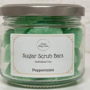 All freshly Hand Made!  Green Sugar Scrub Bars Infused With Pure Essential Oil of Peppermint.  Each bar is for individual use, it is both a moisturising soap and a scrub, leaving your whole body clean and exfoliated at the same time!