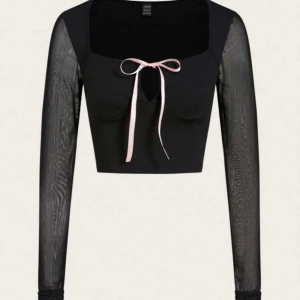 Croptop - Nät Ärm Knut Framtill Korta T-Shirts✨💫