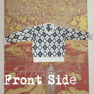 Vintage tröja med 90-tals mönster - Storlek: M Skick: Som Ny Egenskaper: V-neck, Luftig och bra bomullskvalite