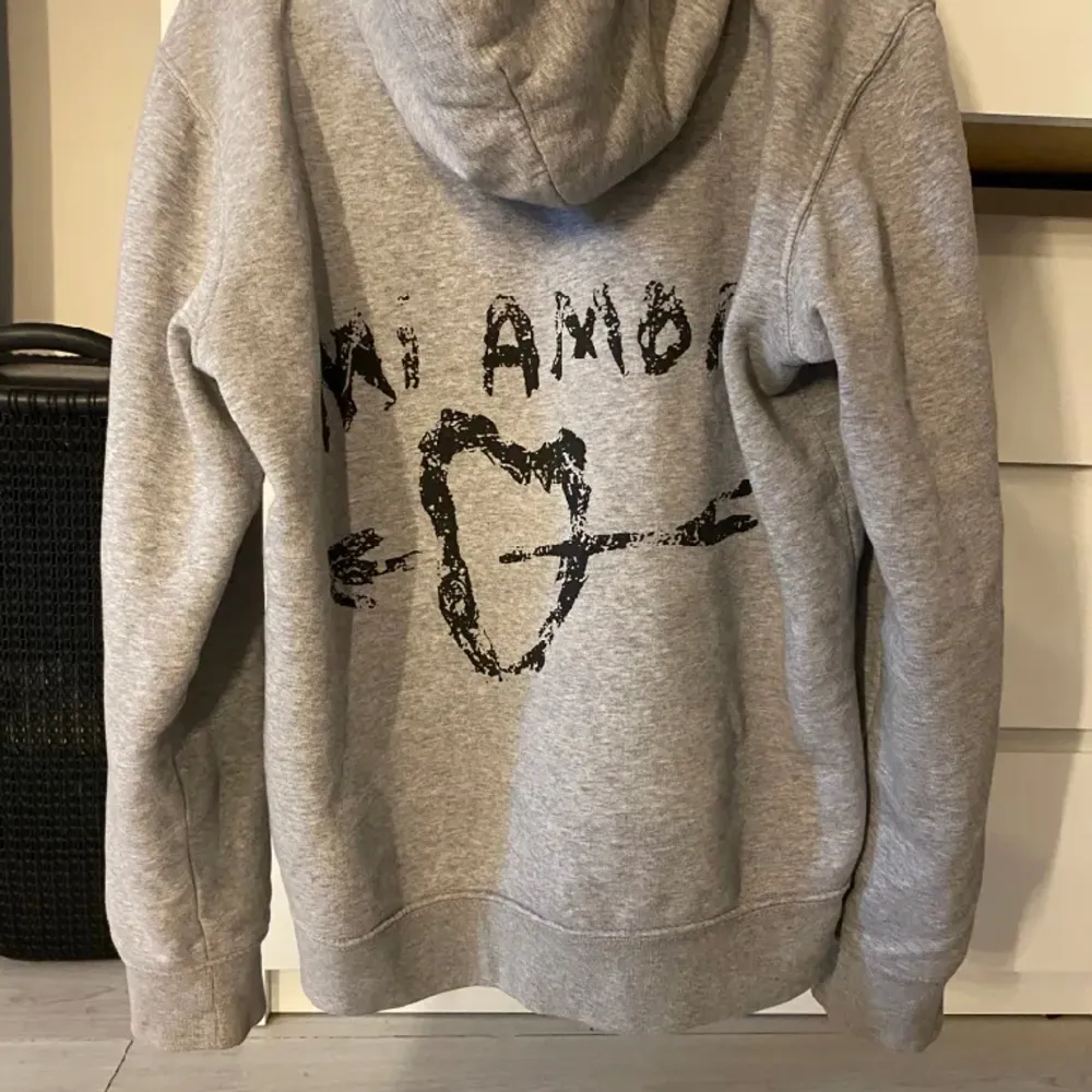 Grå Mi amor hoodie från Mira Paris💘 använd ett fåtal gånger men bra skick och inga defekter. 2:a och 3:e bilderna är egna💘nypris: 2000kr. Mitt pris är minst 720💘 . Hoodies.