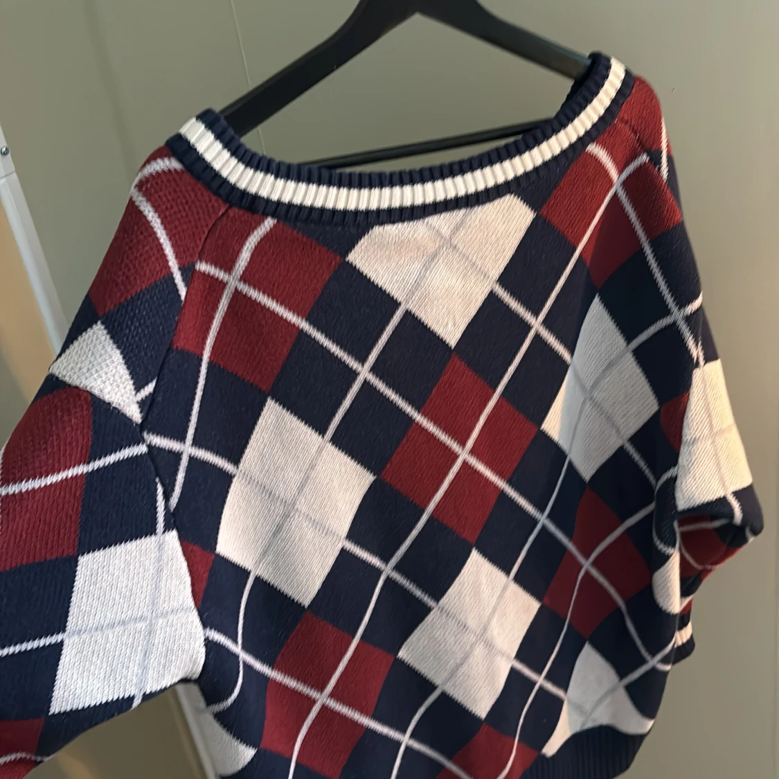 Stickad rutig tröja - 91