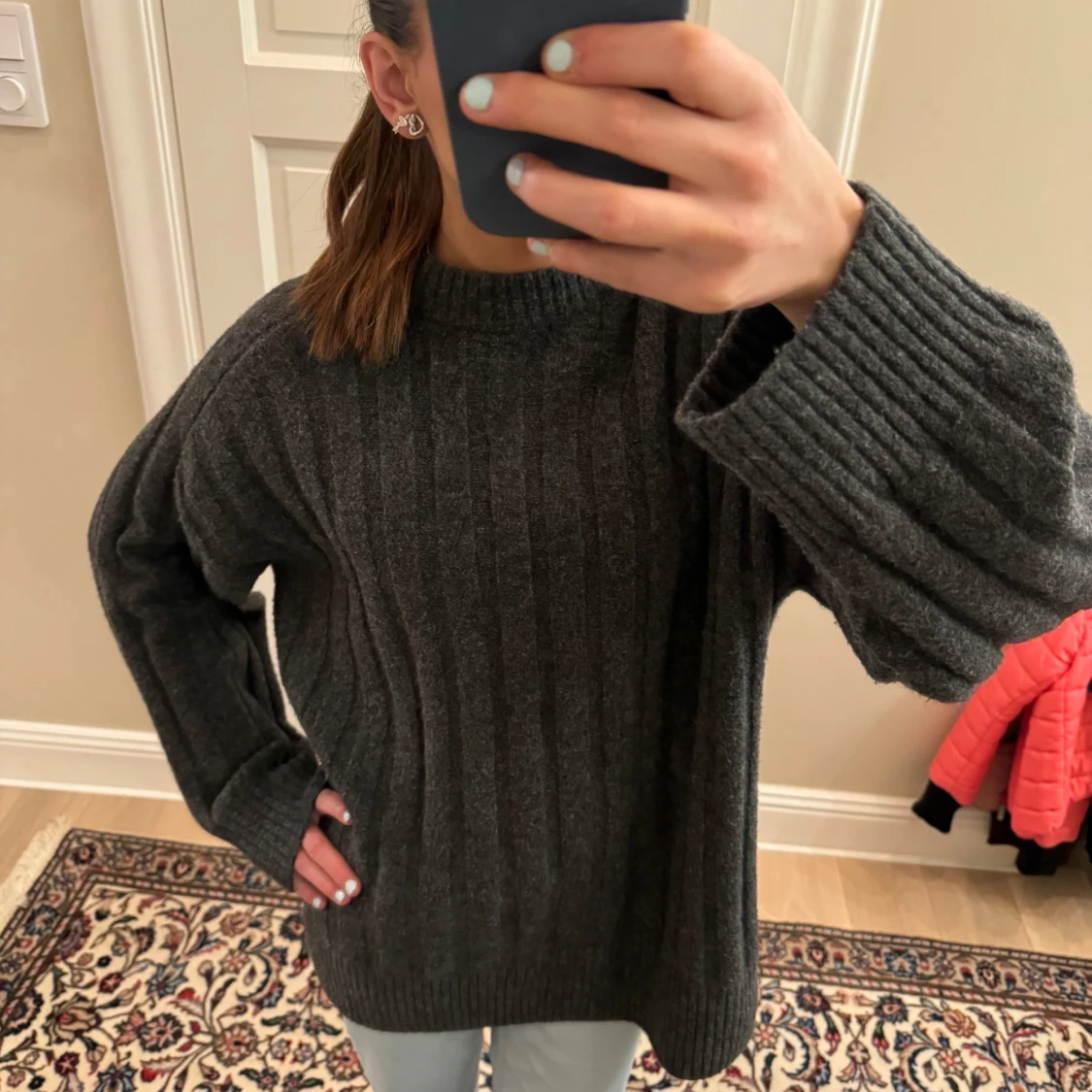 Stickad grå tröja❤️