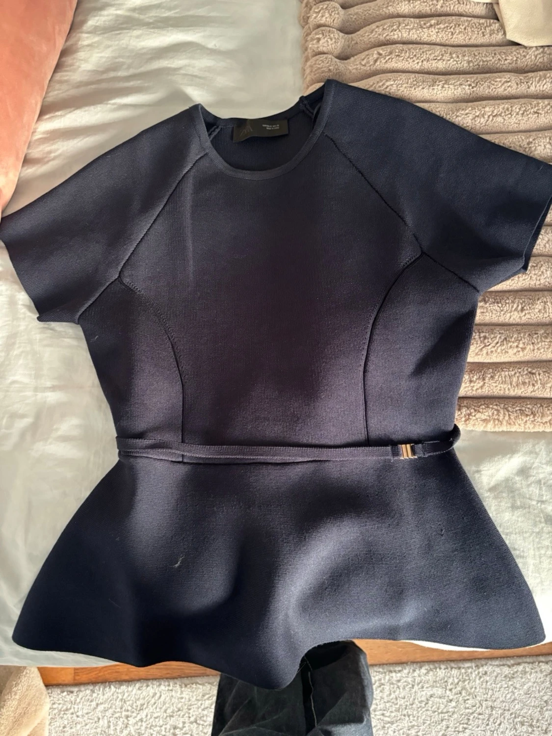 Mörkblå peplum topp - 1