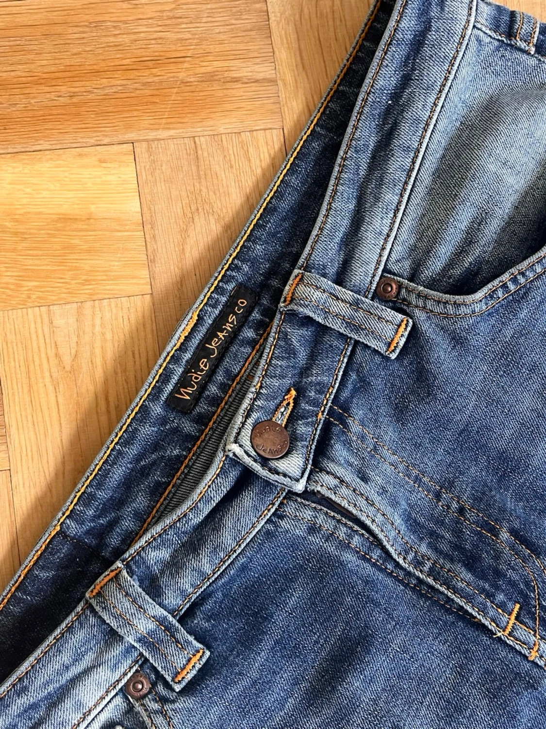 Blå slim fit jeans från Nudie - 3
