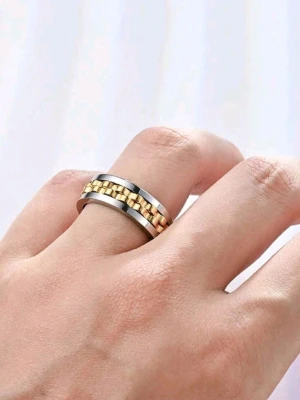 Ring roterbar - Ring punk-stil stressavlastande rostfritt stål. Roterbar kedjekedja. Storlek 10.