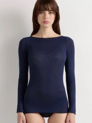 Mörkblå långärmad topp i cashmere - Mörkblå långärmad tröja från Intimissimi. 