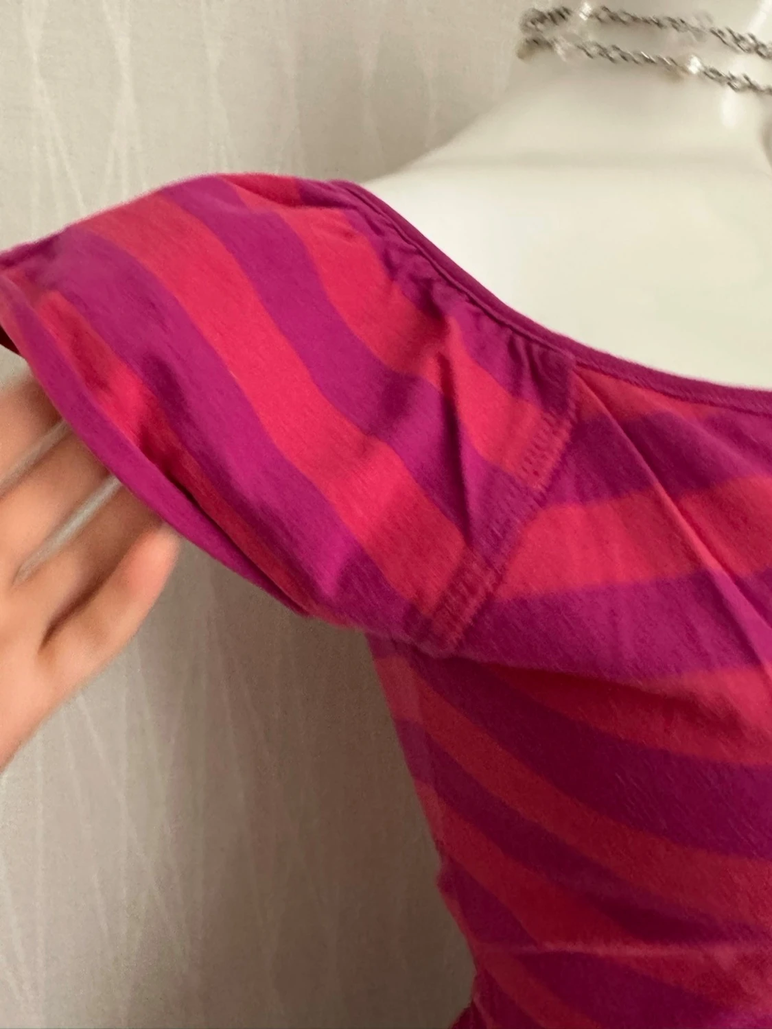 Randig rosa topp med snörning - 2