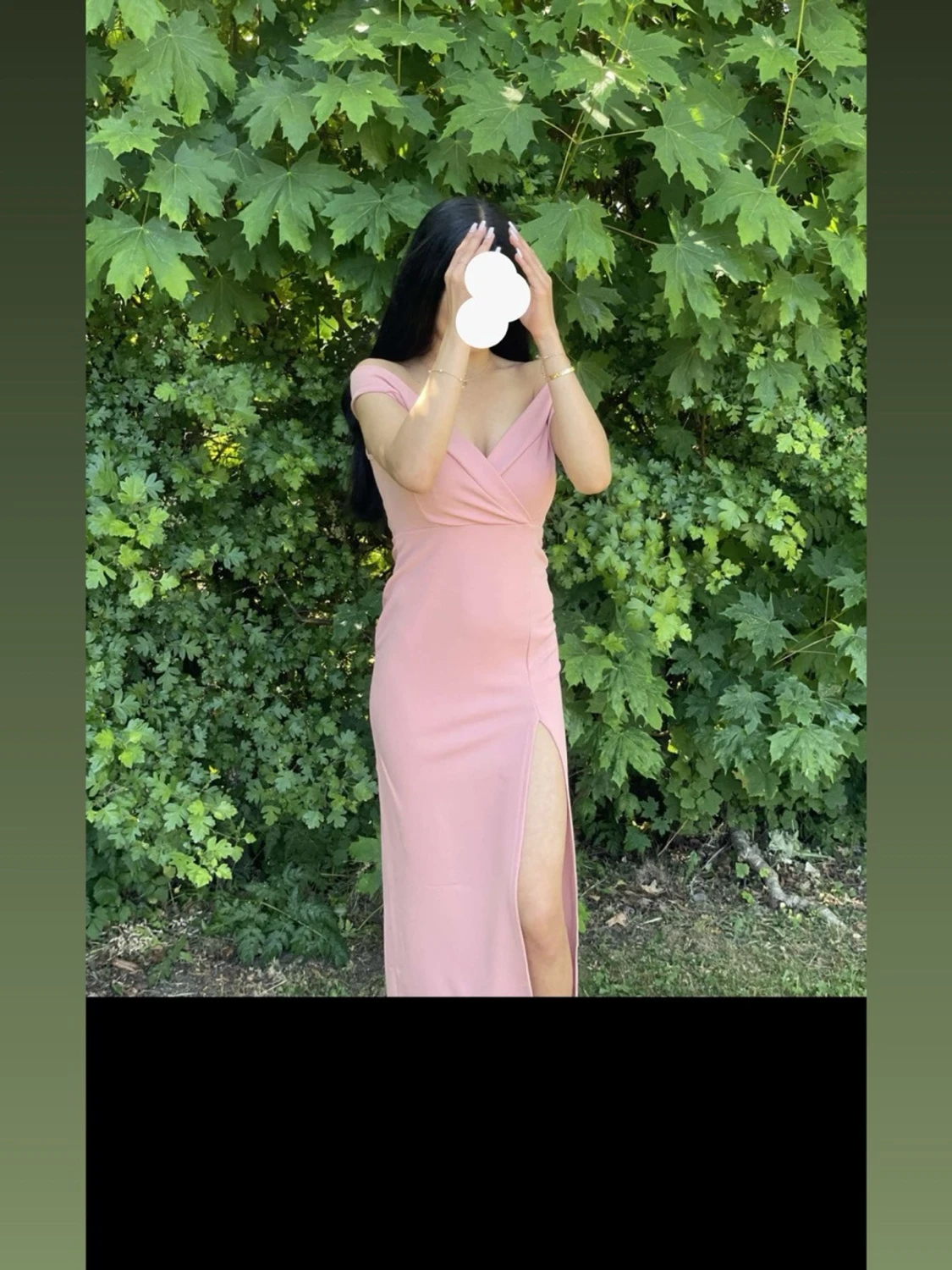 Ljusrosa off shoulder klänning - 3