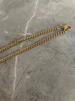 Guld halsband - Säljer ett stilrent halsband med guldfärgad kedja och klassisk karbinhake 50cm. Kedjan har platta, glansiga länkar som ger ett snyggt och tidlöst intryck. Perfekt accessoar för att lyfta vilken outfit som helst.🤩