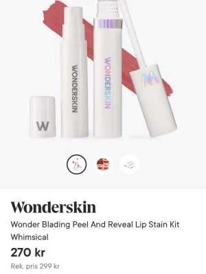 Wonderskin Wonder Blading Lipgloss - Säljer Wonderskin Wonder Blading Lip Stain Kit + 1 wonderskit Lip stain.  Nyanserna whimsical och sweetheart. Dessa är testade en gång. Köp separat i annan annons. 