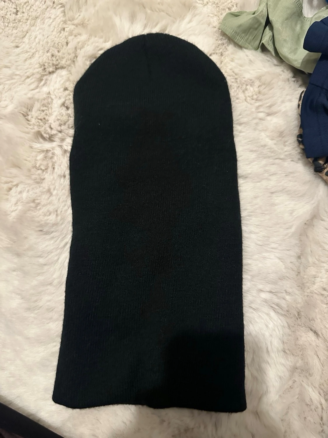 Svart balaclava i ribbstickad bomull - 1