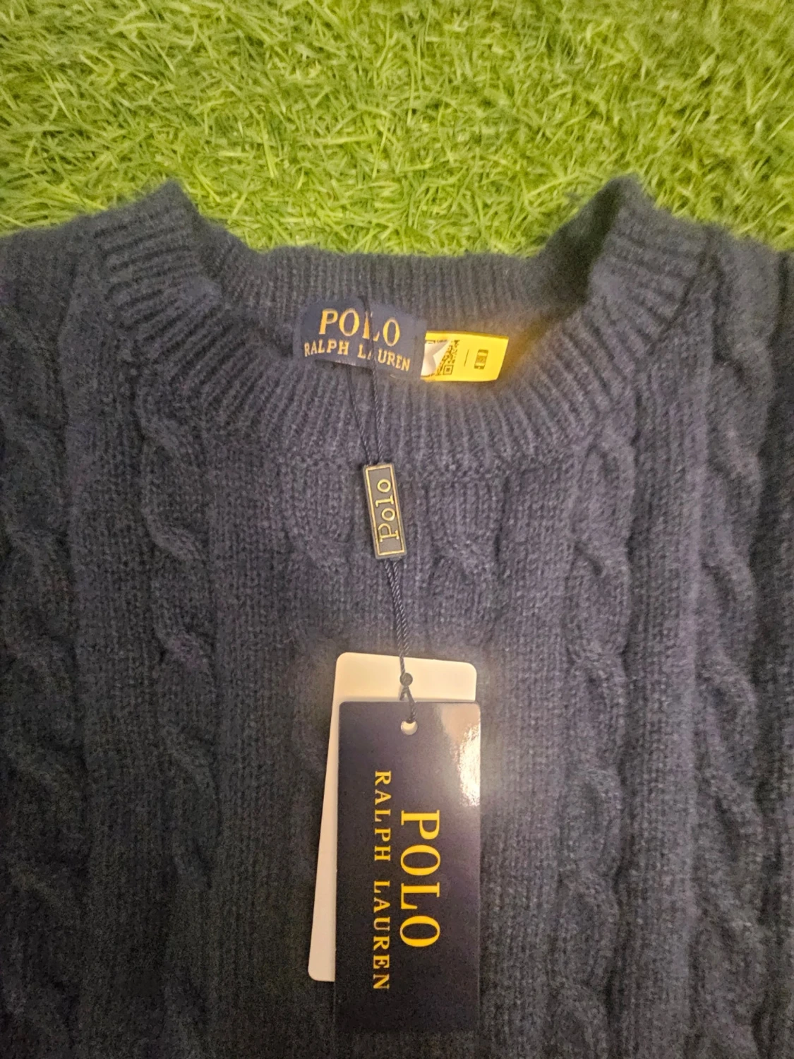 Mörkblå kabelstickad tröja Polo Ralph Lauren - 1