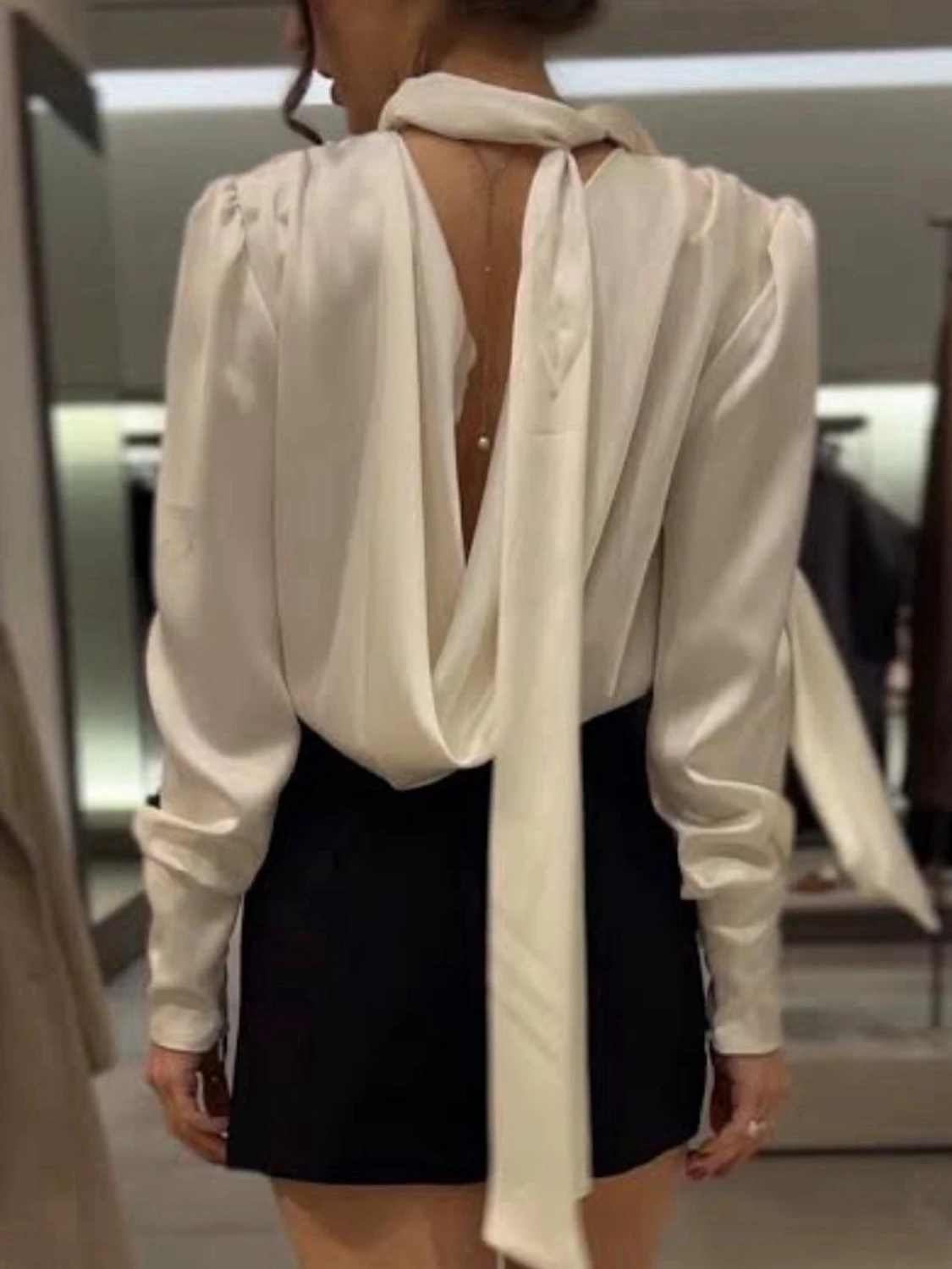 Zara satin blouse tie back  - 2