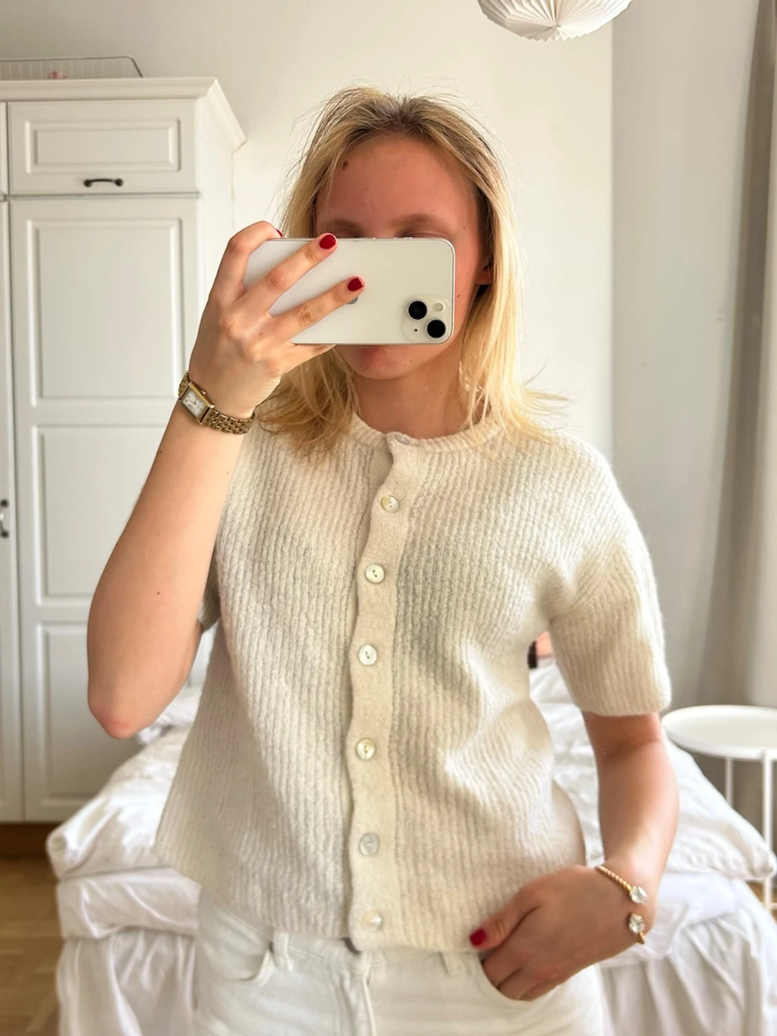 Vit kortärmad kofta med knappar💖💖 - 2