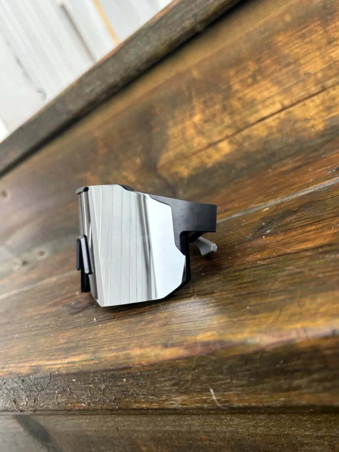 Silver spegelglas Sportsolglasögon med svart ram - 6