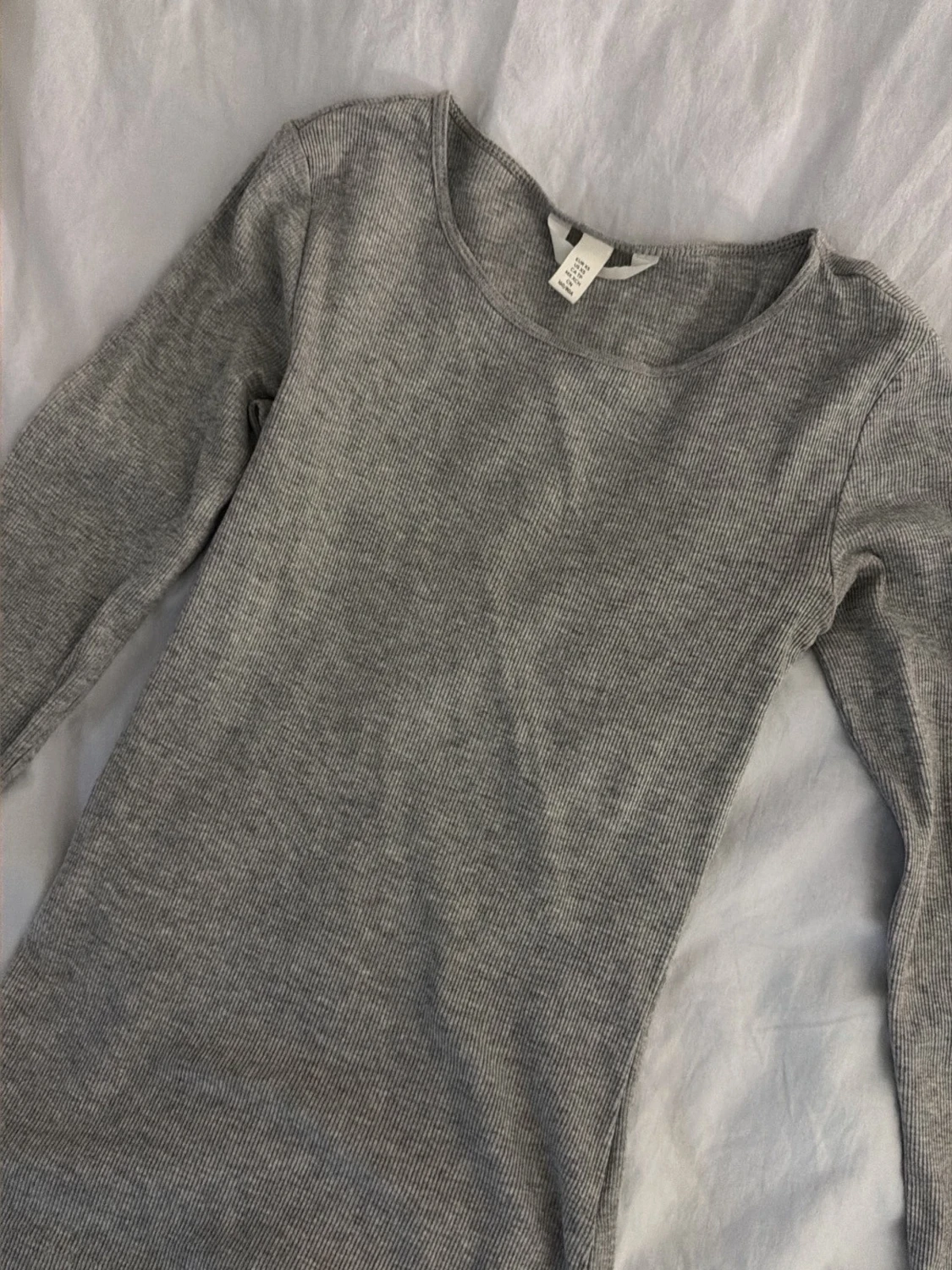 Grå ribbad långärmad topp H&M - 1