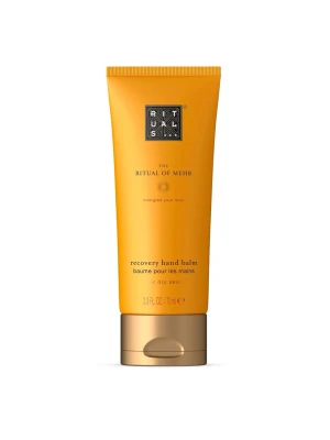 Nytt! Rituals The Ritual of Mehr handbalsam - Helt nytt! Rituals The Ritual of Mehr recovery hand balm är en handkräm i en orange tub med guldfärgat lock. Innehåller 70 ml, full size. Det är speciellt framtagen för torr hud. Doften är energigivande och tuben har en modern, stilren design. Slutålt online!