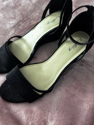 Fina klackskor  - Hej! Säljer dessa svarta klackskor, dom är använda 1-2 gånger, från dinsko. Dom har dock tyvärr fått nån vit ”fläck” därav att de säljs billigare, priset går även att diskutera. 